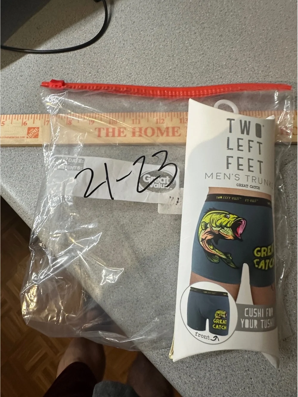 Two Left Feet Men's Trunks Great Catch Size M 32-34 Cotton Blend Boxer Briefs